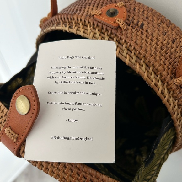 NWT Boho Bags The Original Round Rataan Crossbody Bag Purse - Picture 7 of 10